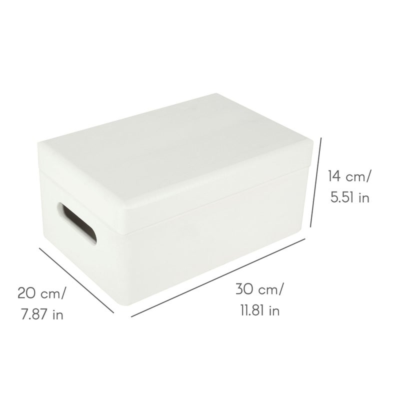 Creative Deco Large White Wooden Box Storage with Hinged Lid | 11.8x7.87x5.51in (+-0.5) | with Handles | Gift Box for Tool Dog Toy Shoes Clothes Kitchen Storage | Wood Keepsake Chest - Image 3